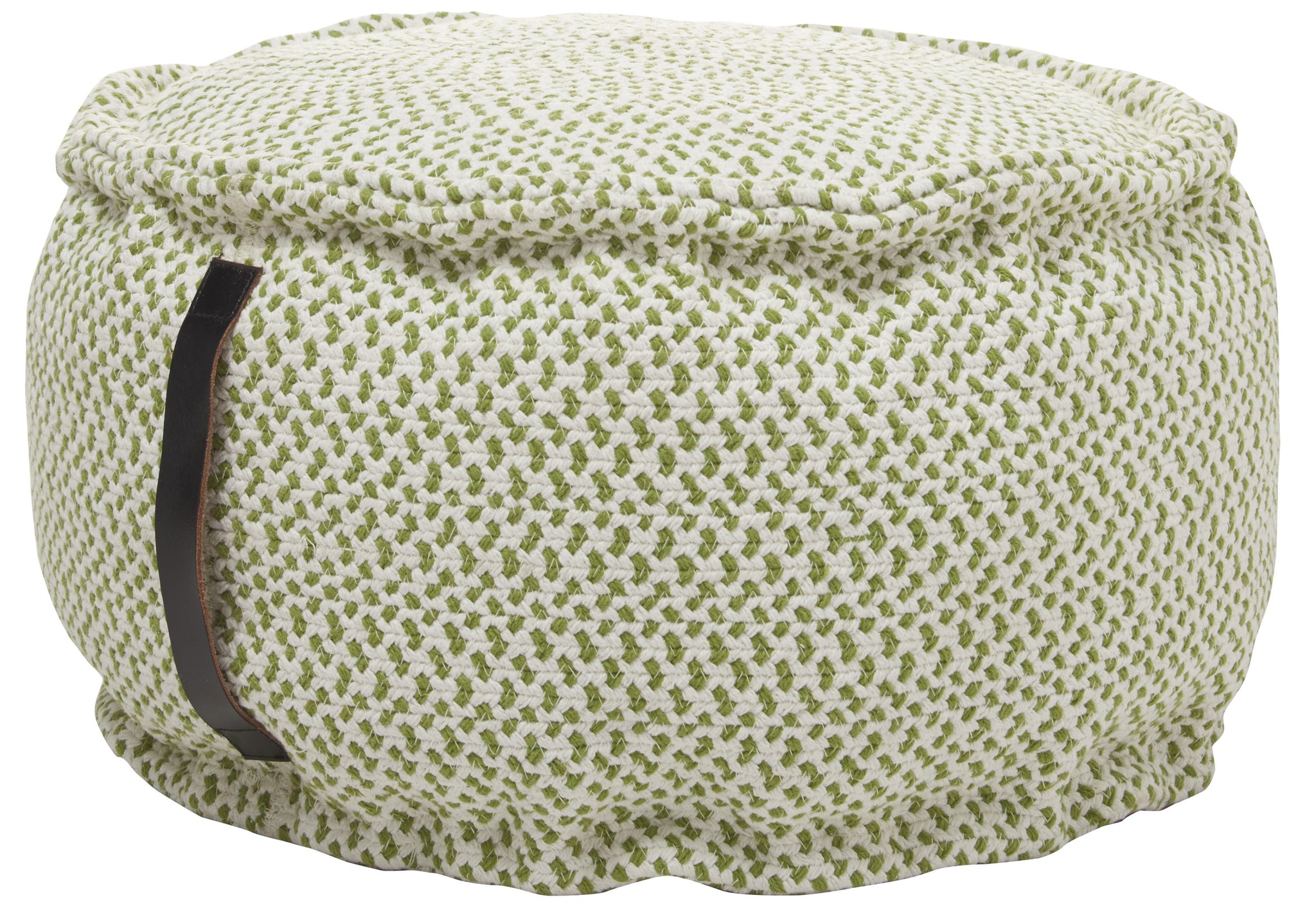 20" Green and White Round Pouf Ottoman