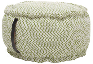 20" Green and White Round Pouf Ottoman