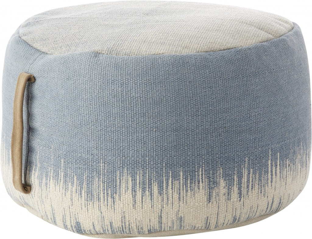 20" Blue Abstract Round Pouf Ottoman