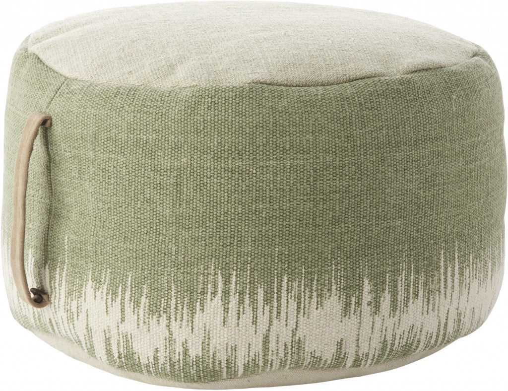 20" Sage Green Abstract Round Pouf Ottoman