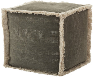 Slate Textural Shaggy Edge Pouf Ottoman