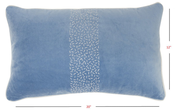 Blue Lumbar Pillow with Center Pattern