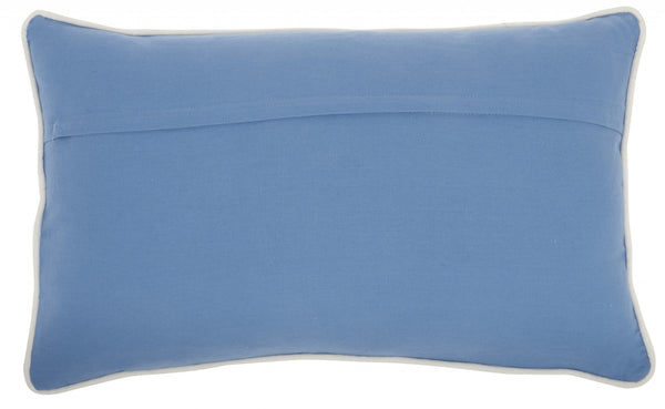 Blue Lumbar Pillow with Center Pattern