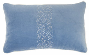 Blue Lumbar Pillow with Center Pattern