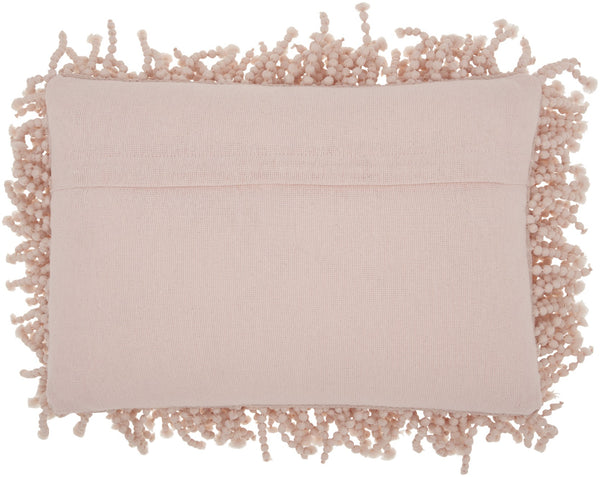 Pale Pink Shaggy Beads Lumbar Throw Pillow