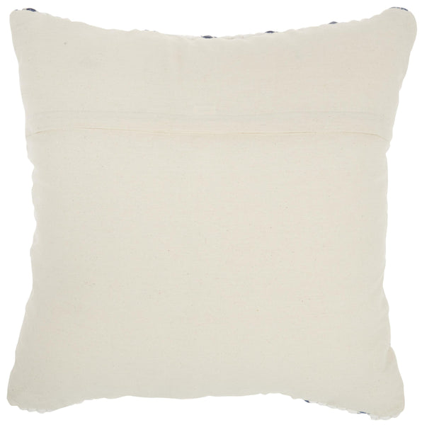 White And Denim Knubby Waves Throw Pillow