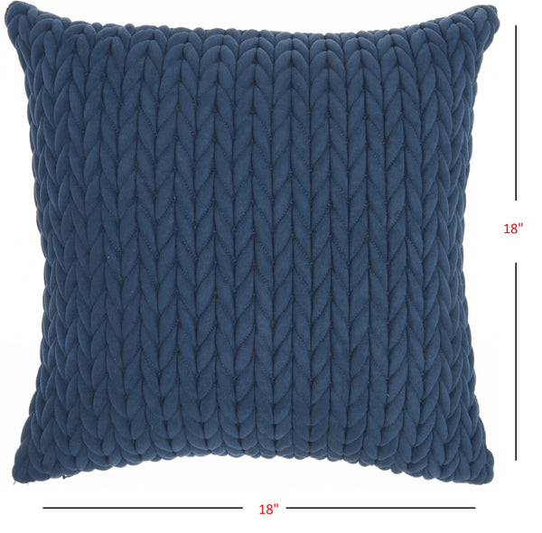 Blue Chunky Braid Throw Pillow