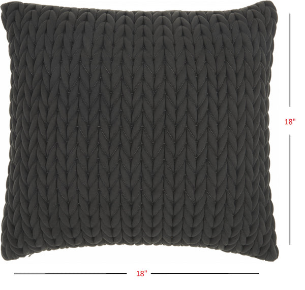 Charcoal Chunky Braid Throw Pillow