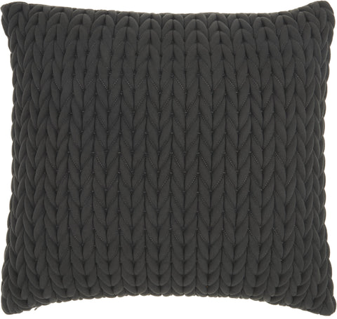 Charcoal Chunky Braid Throw Pillow