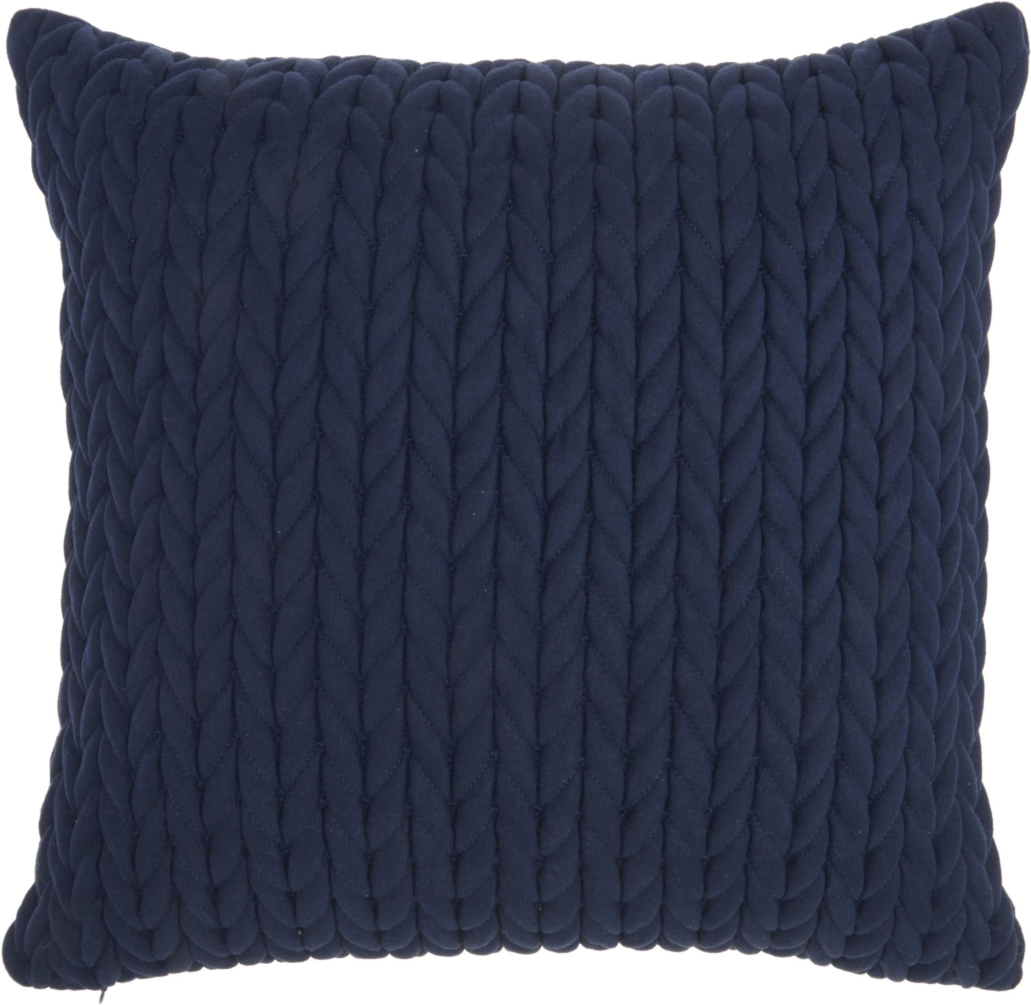 Navy Blue Chunky Braid Throw Pillow