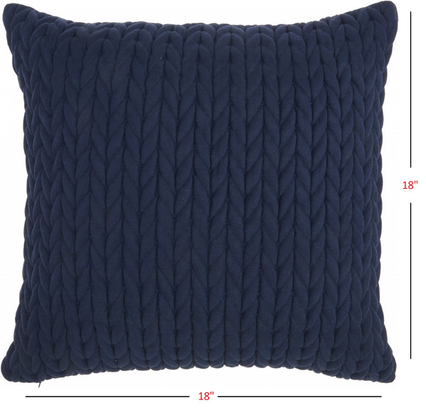 Navy Blue Chunky Braid Throw Pillow