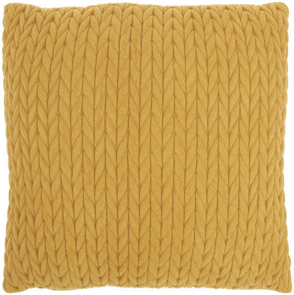 Mustard Yellow Chunky Braid Throw Pillow