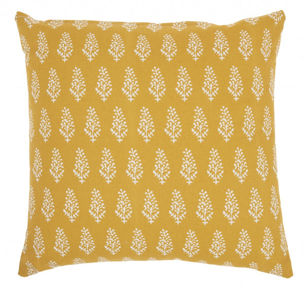 18" Yellow and White Coral Reef Pattern Throw Pillow