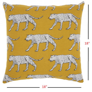 Yellow Ochre Jaguar Throw Pillow