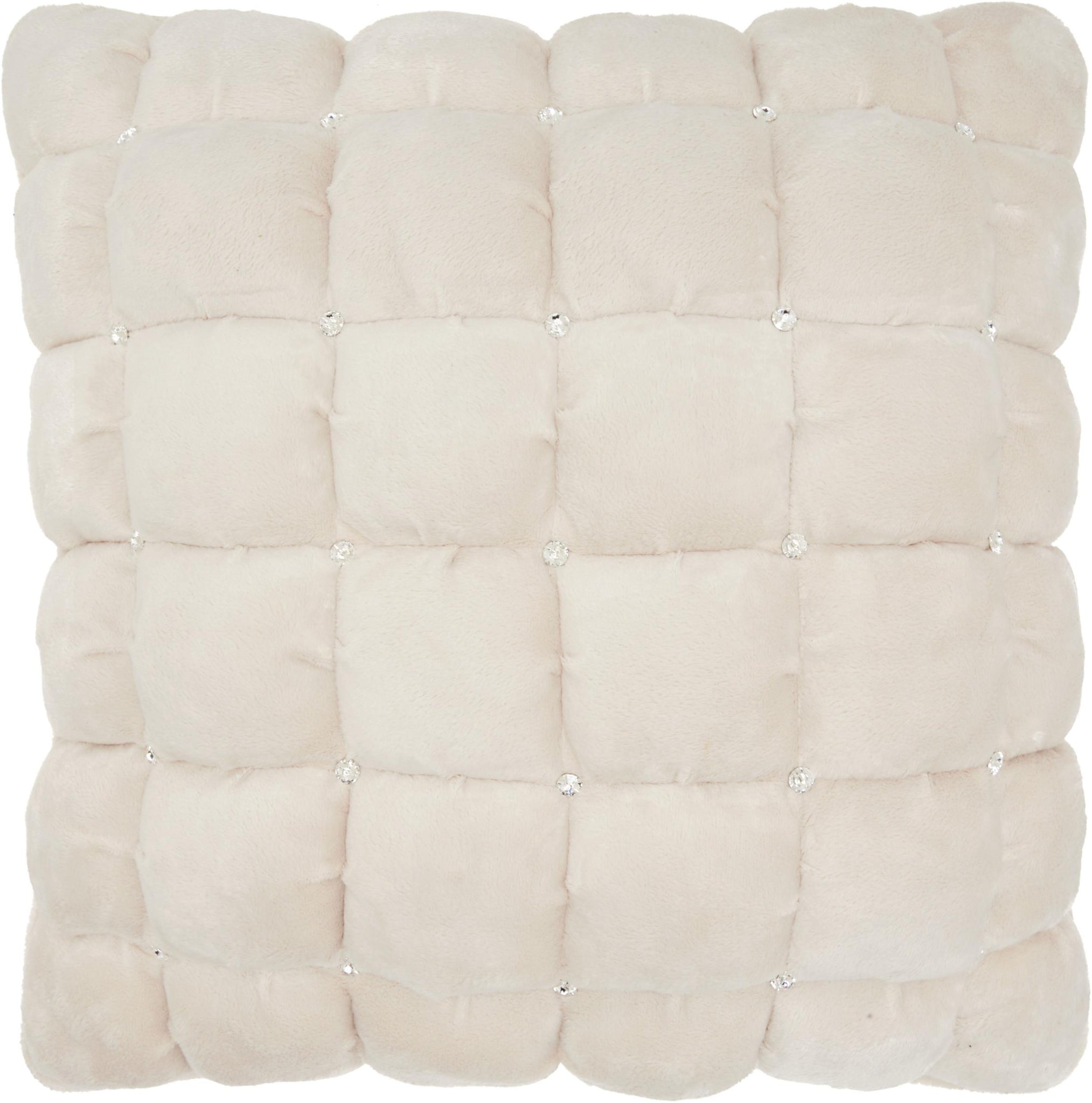 20" Ivory with Bling Quilted Velvet Throw Pillow