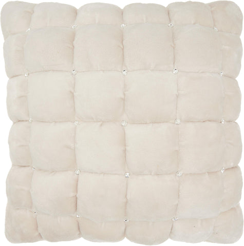 20" Ivory with Bling Quilted Velvet Throw Pillow