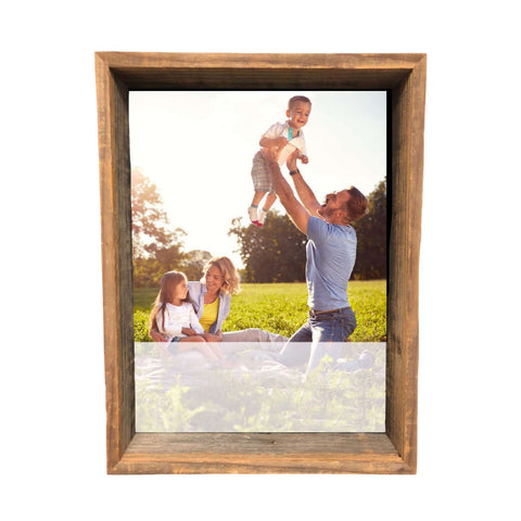 10" x 10" Rustic Farmhouse Dark Gray Wood Shadow Box