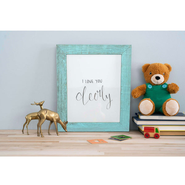 12" x 24" Rustic Farmhouse Light Aqua Blue Wood Frame