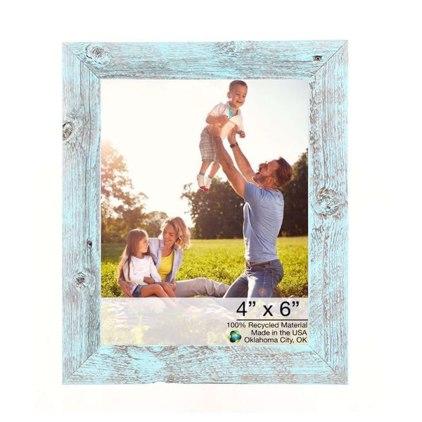 4” x 6” Rustic Farmhouse Light Aqua Blue Wood Frame