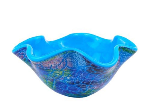 Abstract Multi Color Glass Centerpiece Bowl