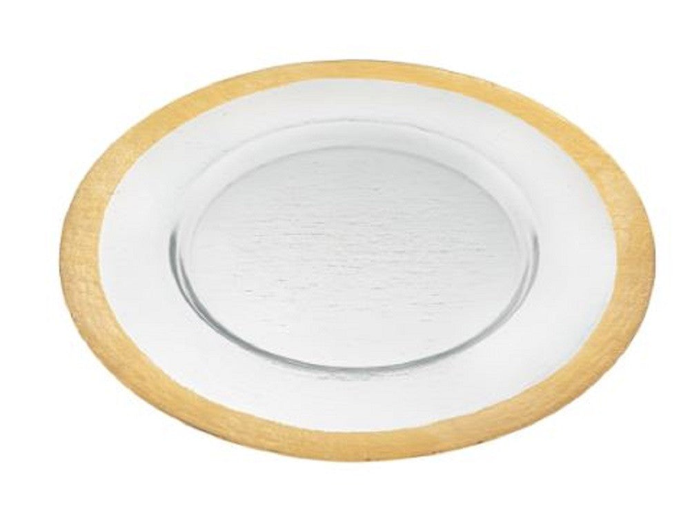 Round Gold Border Glass Charger Plate