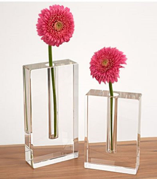 Modern Clear 8" Block Optical Crystal Vase