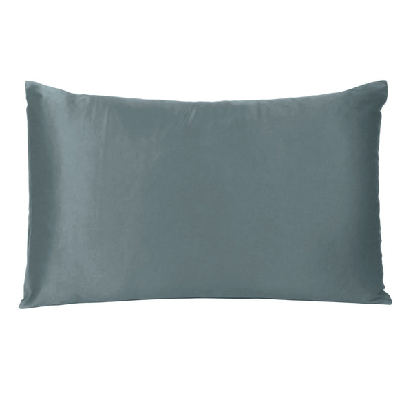 Gray Dreamy Set of 2 Silky Satin King Pillowcases