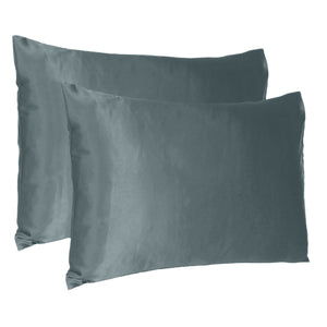 Gray Dreamy Set of 2 Silky Satin King Pillowcases