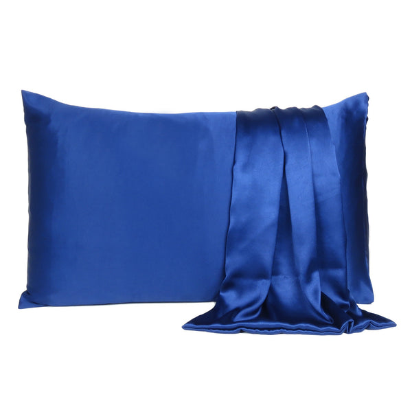 Navy Blue Dreamy Set of 2 Silky Satin King Pillowcases