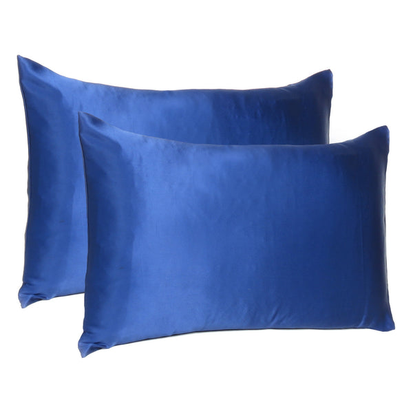 Navy Blue Dreamy Set of 2 Silky Satin King Pillowcases