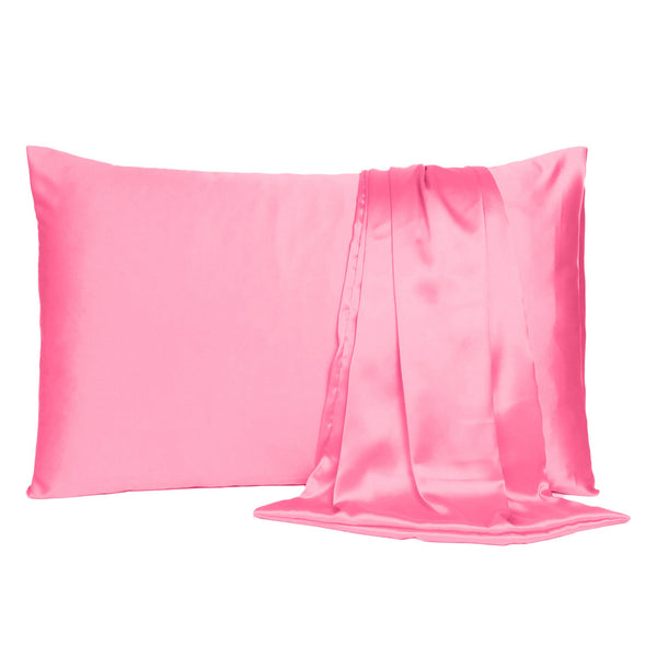 Pink Rose Dreamy Set of 2 Silky Satin King Pillowcases