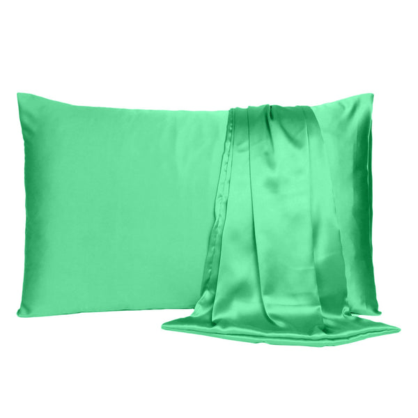 Green Dreamy Set of 2 Silky Satin King Pillowcases