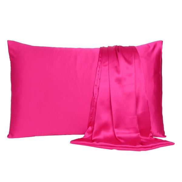 Fuchsia Dreamy Set of 2 Silky Satin King Pillowcases