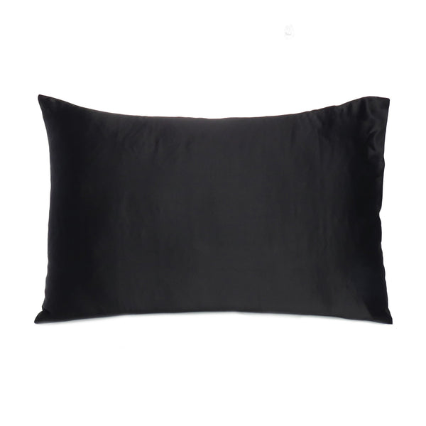 Black Dreamy Set of 2 Silky Satin Standard Pillowcases