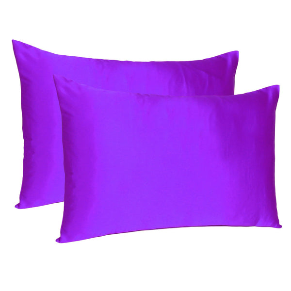 Bright Purple Dreamy Set of 2 Silky Satin Standard Pillowcases