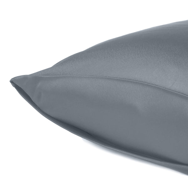 Dark Gray Dreamy Set of 2 Silky Satin Standard Pillowcases