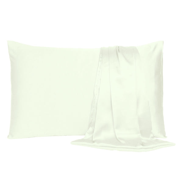 Ivory Dreamy Set of 2 Silky Satin Standard Pillowcases