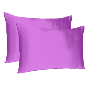 Purple Merlot Dreamy Set of 2 Silky Satin Standard Pillowcases