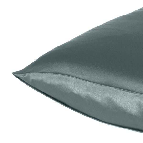 Gray Dreamy Set of 2 Silky Satin Queen Pillowcases