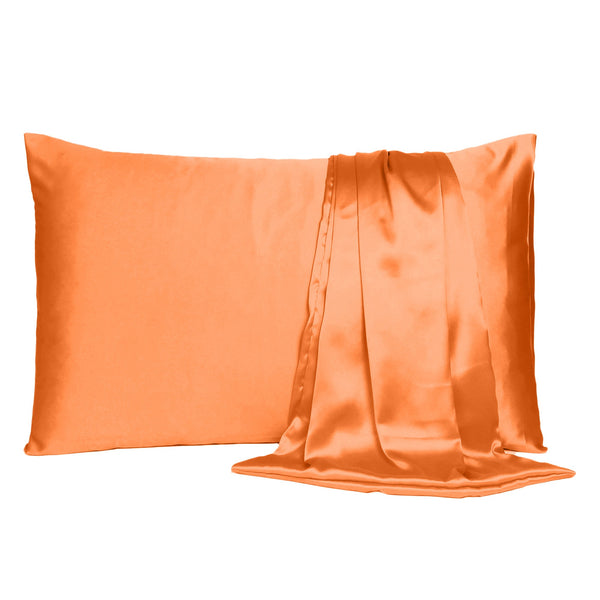 Orange Dreamy Set of 2 Silky Satin Queen Pillowcases