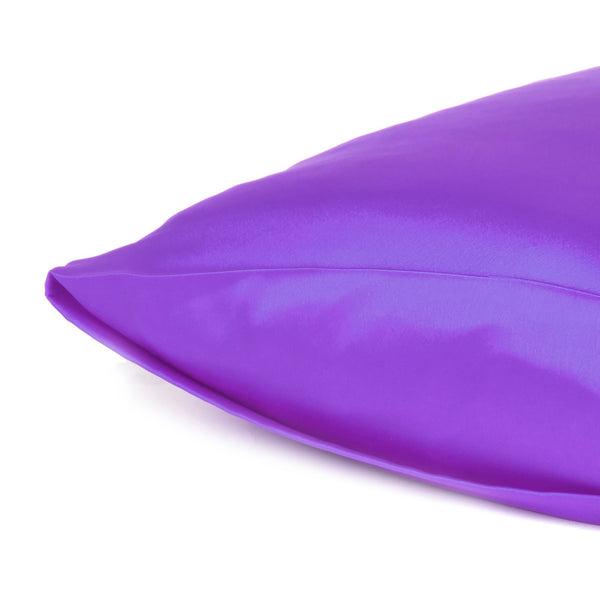 Bright Purple Dreamy Set of 2 Silky Satin Queen Pillowcases