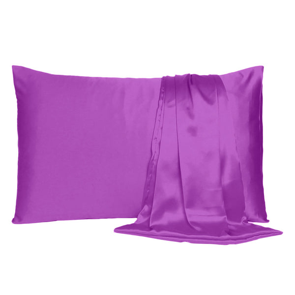 Purple Merlot Dreamy Set of 2 Silky Satin Queen Pillowcases