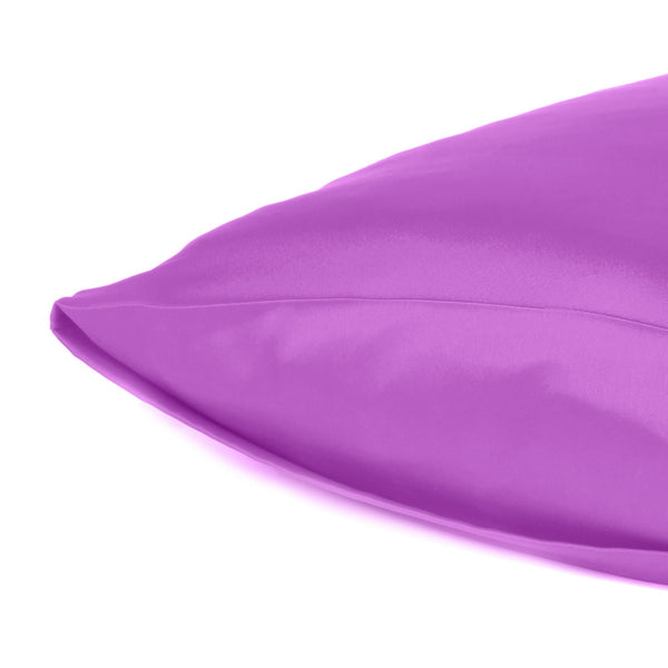 Purple Merlot Dreamy Set of 2 Silky Satin Queen Pillowcases