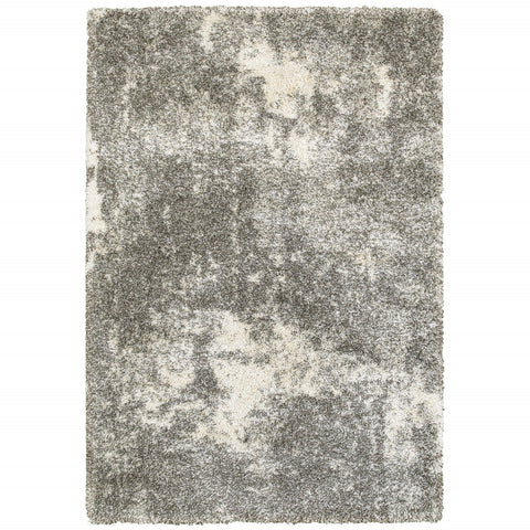 2’ x 3’ Gray and Ivory Distressed Abstract Scatter Rug