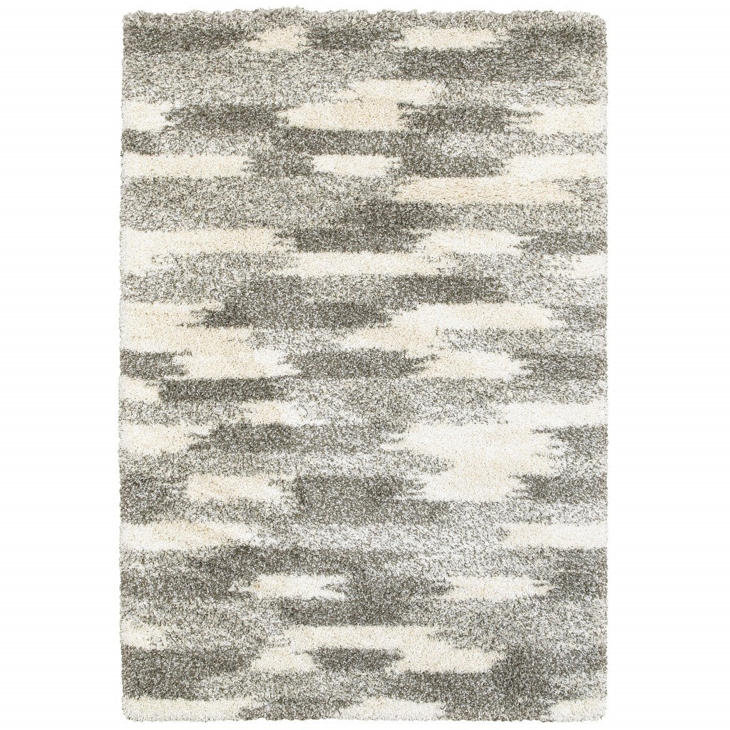 2’ x 3’ Gray and Ivory Geometric Pattern Scatter Rug