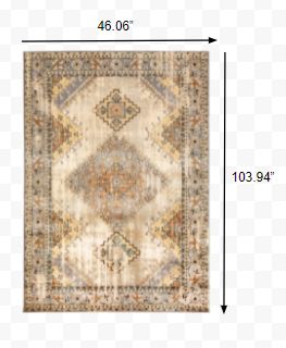 4’ x 6’ Gray and Beige Aztec Pattern Area Rug