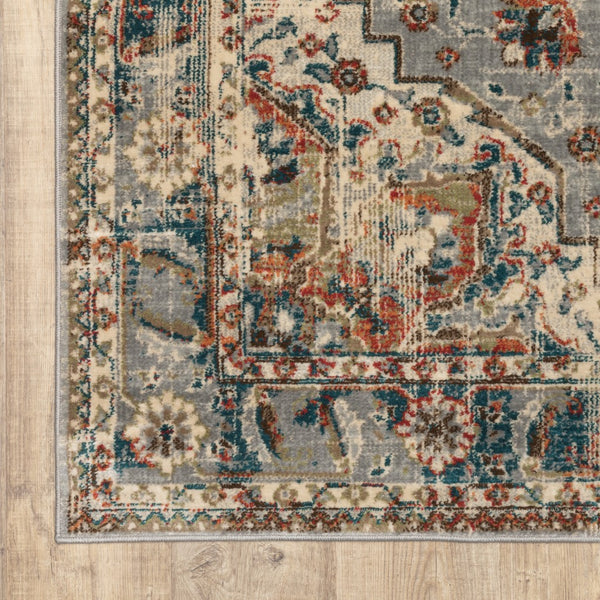 4’ x 6’ Gray and Rust Distressed Medallion Area Rug