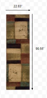 2’ x 8’ Beige and Brown Floral Block Pattern Runner Rug