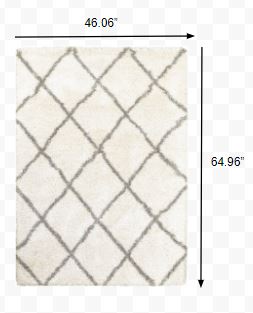 4’ x 6’ Ivory and Gray Geometric Lattice Area Rug