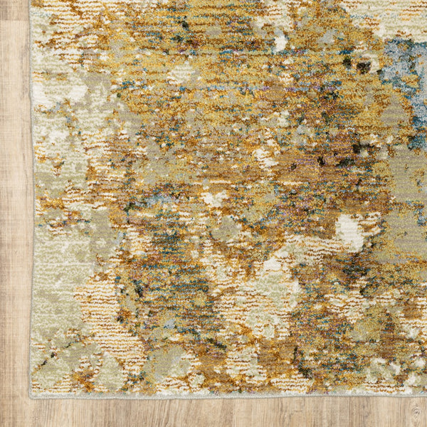 2’ x 3’ Modern Abstract Gold and Beige Indoor Scatter Rug